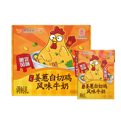 风行牛奶标准砖广式姜葱白切鸡风味牛奶/200mLx6盒/箱早餐奶