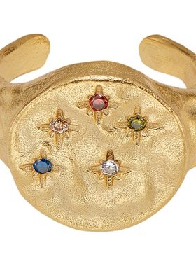 ROUNDFACE Medal徽章戒指 纯银原创设计小众度假宝石配饰 默叙