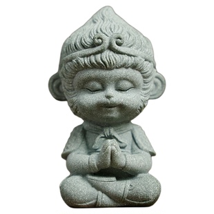 青砂造像小悟空 创意摆件镇纸镇尺 毛笔托搁笔架笔搁 茶宠文房四宝书法文创 可爱桌面装饰茶台茶玩