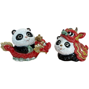 创意小熊猫装饰摆件礼物一举高中事业有成作品石湾公仔考试小礼品