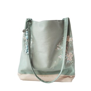 新款森系文艺复古原宿学生刺绣古风汉服书包帆布大包单肩手提包女