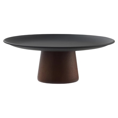 果盘客厅茶几家用轻奢复古高端零食盘水果盘实木质高脚托盘甜品盘