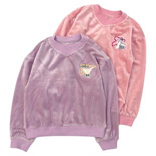 韩单~福利一波 可爱板正 女童春秋条绒卫衣刺绣休闲甜美外套上衣