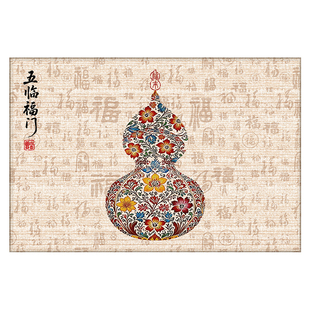 新中式入户门地垫福禄玄关地毯门厅大门口防滑过道地垫除尘脚垫子