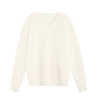 MULVAN 【现货7折】松弛天菜 慵懒风宽松v领毛衣女冬季针织衫上衣