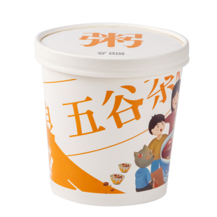 一次性牛皮纸粥桶打包盒商用外卖早餐稀饭粥碗粥盒带盖餐盒可定制