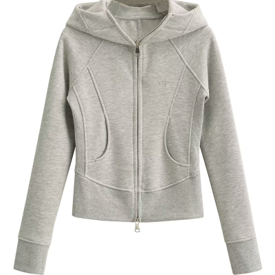 加绒修身连帽运动显瘦卫衣女