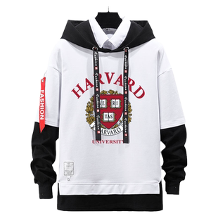 美国高校哈佛大学麻省理工普林斯顿大学假两件连帽卫衣男女外套