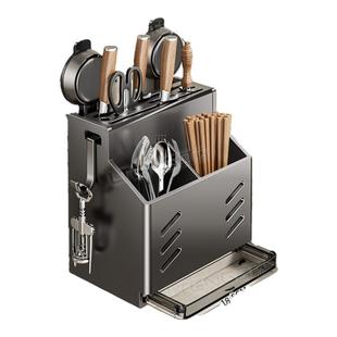 吸盘刀架置物架厨房壁挂式菜刀刀具筷子筒一体收纳架多功能收纳盒