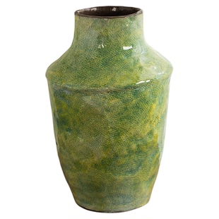 陶瓷花瓶法式复古中古风绿色创意油画干花鲜花插花高级感客厅摆件