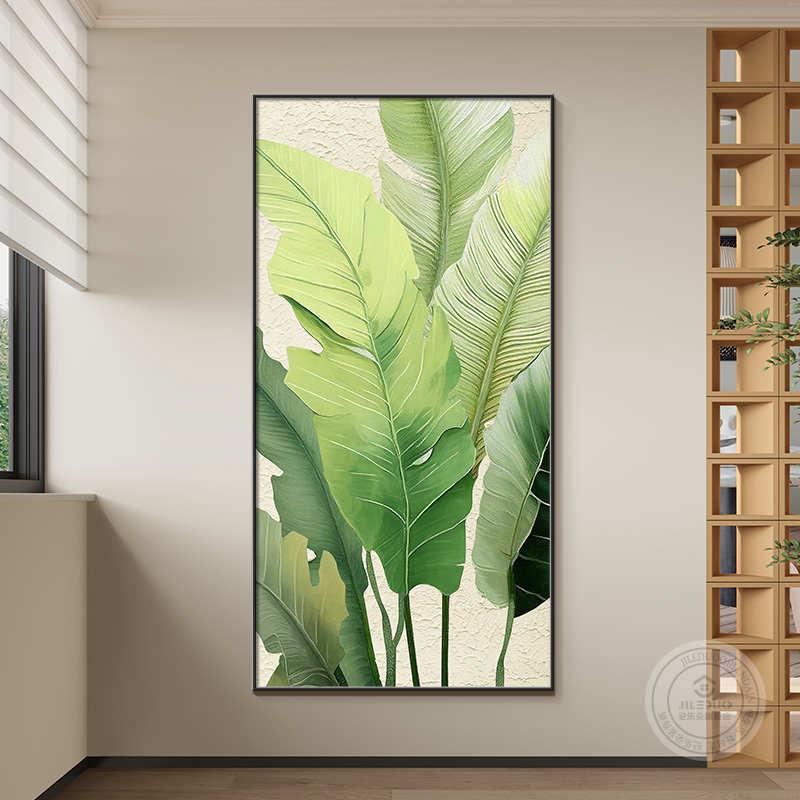 家大业大高级感入户玄关装饰画油画现代简约客厅走廊过道绿植挂画
