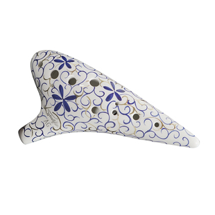 官方正品 青花瓷描金陶笛12孔AG调十二孔陶笛中音G调初学专业演奏