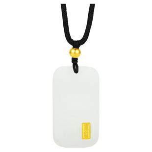 周大生黄金和田玉吊坠男女款平安无事牌玉坠项链送男友新年礼物