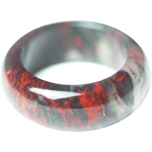 玉枢坊天然桂林鸡血玉戒指鸡血石指环玉石指圈戒圈玉戒子男女款