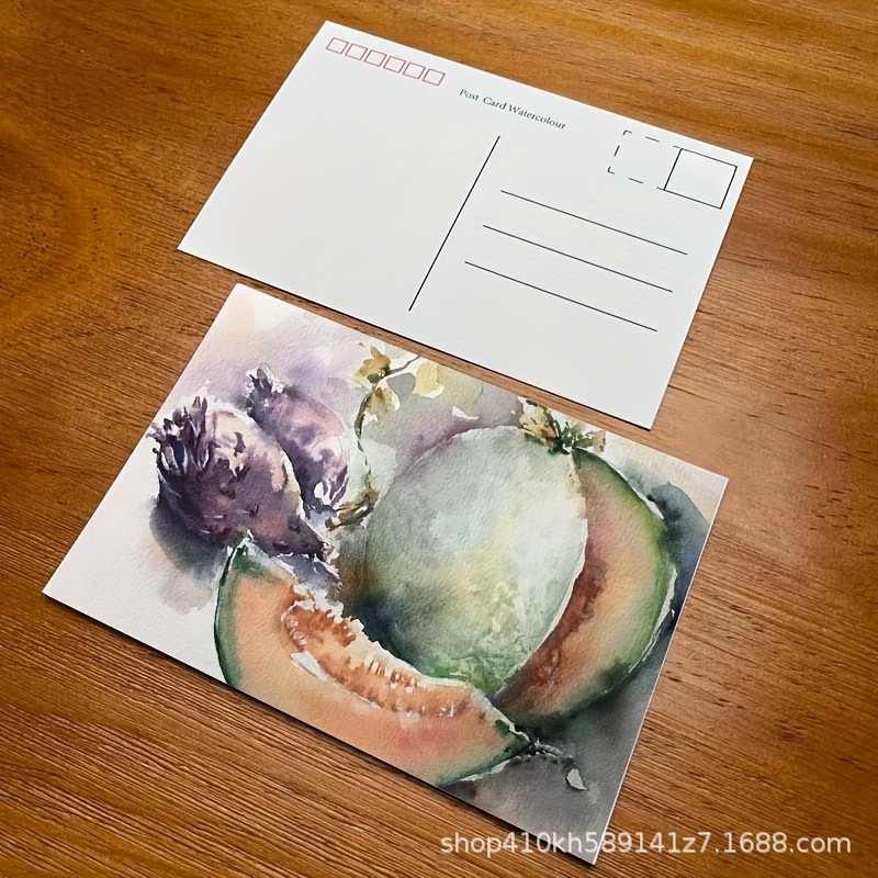 水彩纸明信片大300g粗纹木浆148*100mm空白手绘明信片，棉浆纸