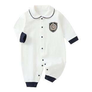 贝肽斯婴儿连体衣夏季外出服薄款婴幼儿满月宝宝衣服纯棉爬爬服S