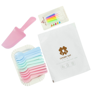 生日蛋糕餐盘刀叉套装餐具一次性刀叉盘子纸碟组合加厚定制四合一