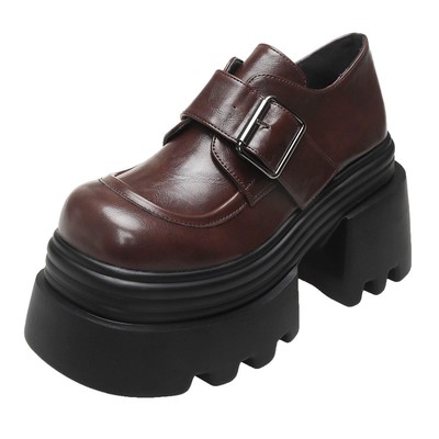 10cm内增高厚底高跟小皮鞋单鞋