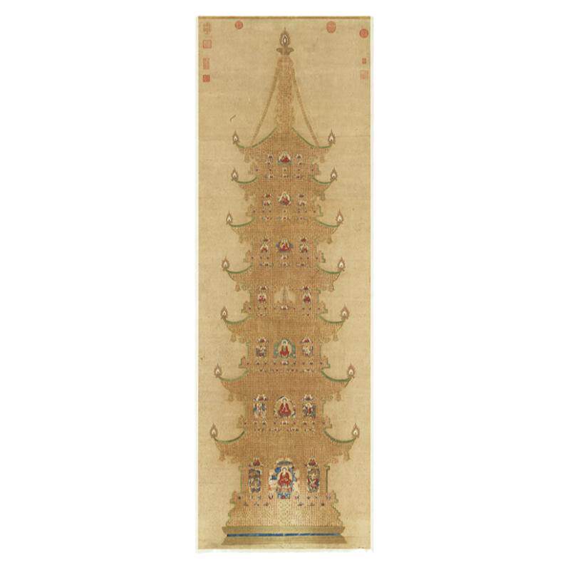 元代金刚经塔挂画丝绸佛堂画