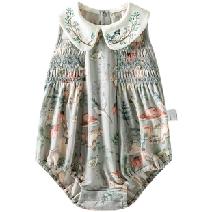 [蘑菇季节]aqpa包屁衣女宝宝婴儿服夏季兰精莫代尔背心连体衣爬服