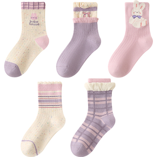 女童袜子秋冬纯棉a类儿童冬季抑菌中筒袜女孩大童春秋全棉卡通袜