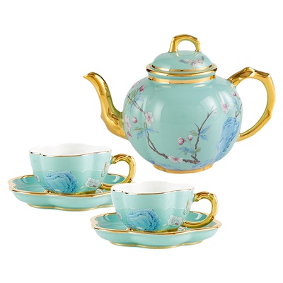 高淳陶瓷骨瓷小金枝茶具