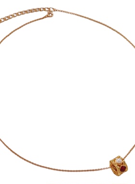 宫廷复古红锆石天然珍珠项链耳环轻奢小众高级感戒指新年节日礼物