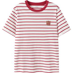 巴拉巴拉儿童短袖T恤红色条纹打底衫夏装新款童装男童女童上衣潮