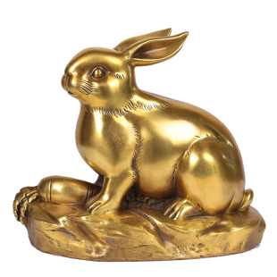 皇轩纯黄铜兔子摆件 家居装饰品招财玉兔风水摆件 十二生肖兔摆设