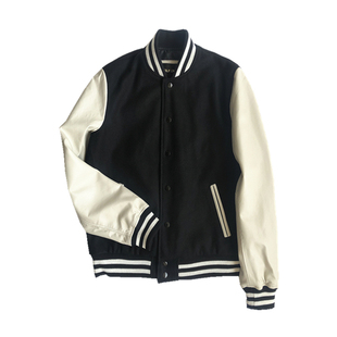 2026春秋新款棒球服皮袖男女真皮薄款夹克休闲百搭短外套白色上衣