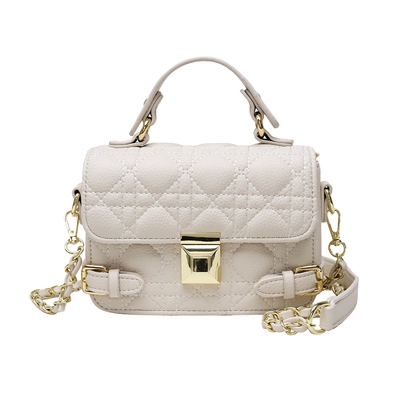 时尚百搭方扣菱格手提包