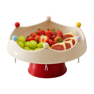 多巴胺皇冠水果盘创意带叉子高级感零食摆放盘客厅茶几可沥水果盘