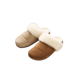 百丽雪地靴冬季新款毛毛勃肯鞋女加绒毛毛保暖包头拖鞋B2292DH4