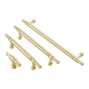 奶油简约北欧衣柜门金色铜色抽屉拉手美式铝合金加长实心橱柜把手