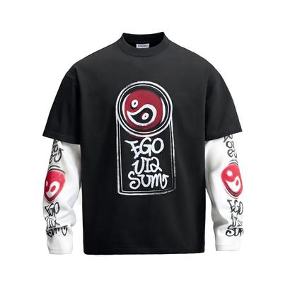 Eusoueu太极拼色华夫格假两件