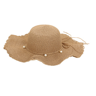 草帽女防晒大檐遮阳帽海边沙滩度假太阳帽可折叠草编法式时尚帽子