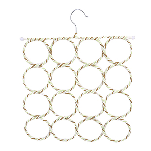 挂围巾架子圈圈衣架彩色藤编可折叠28环丝巾架腰带收纳围巾挂