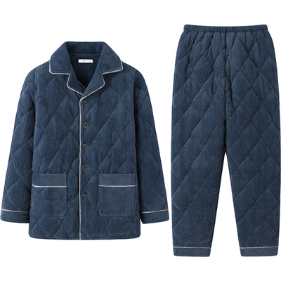 睡衣男士冬天三层加厚保暖男装