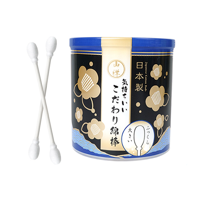 山洋进口大头棉签掏耳朵专用高品质双头不掉毛一次性家用挖耳棉棒