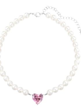 设计师粉钻爱心人造珍珠