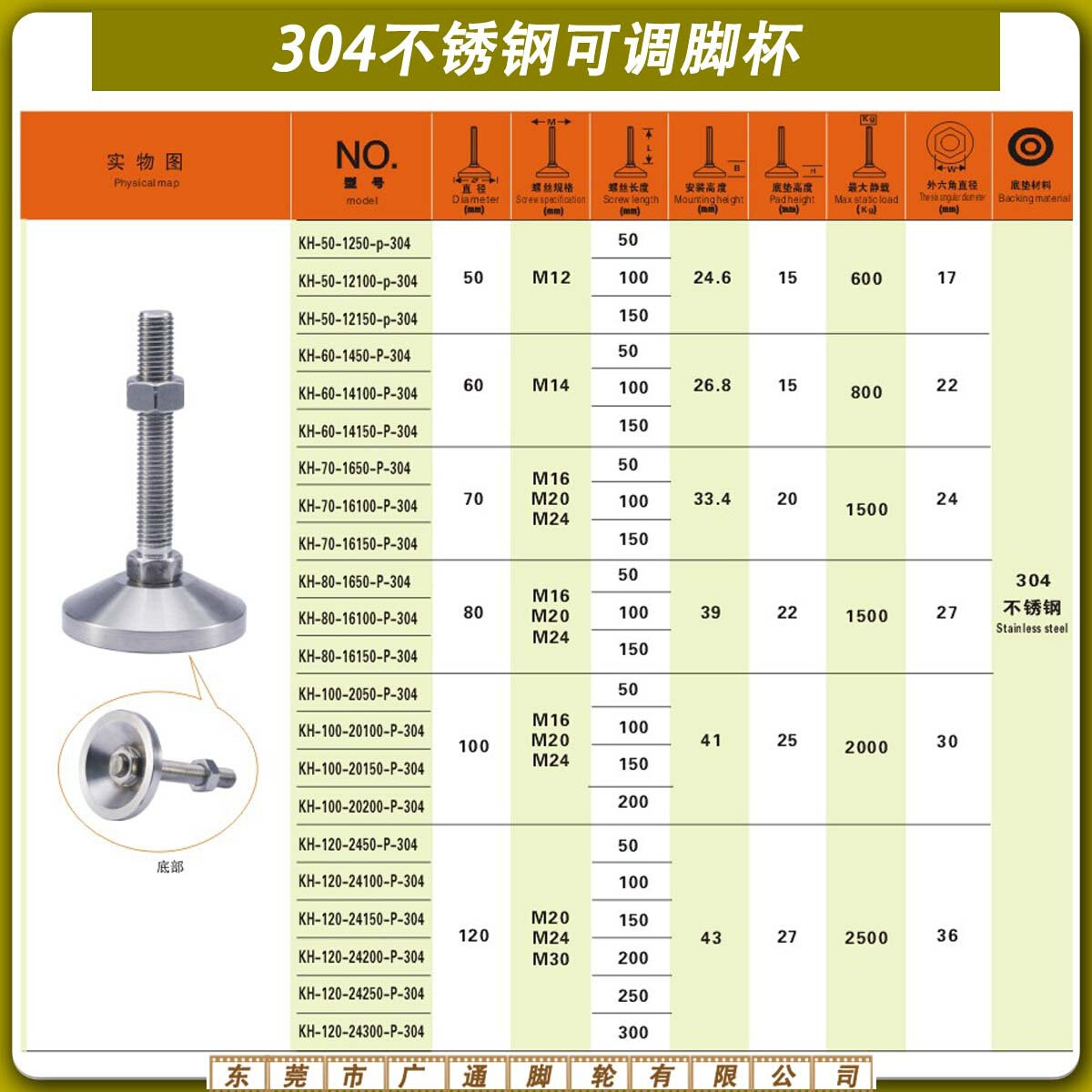 304不锈钢重型可调节脚杯 水产防水防锈脚 机械机箱水平支撑脚