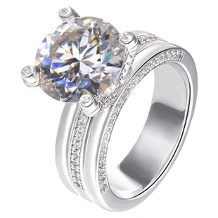 VISING珠宝V姐5克拉钻戒同款莫桑钻石戒指超奢华宽戒臂设计