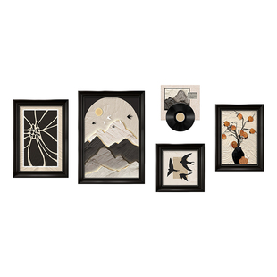 中古风客厅装饰画沙发背景墙挂画复古风油画艺术组合壁画2026新款