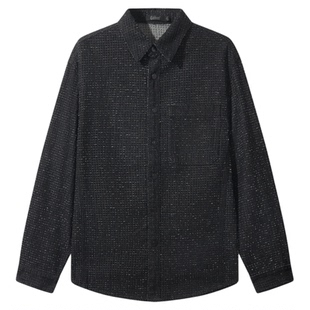 【轻奢小香风】卡宾花呢牛仔夹克衬衫男春季新款高级肌理休闲外套