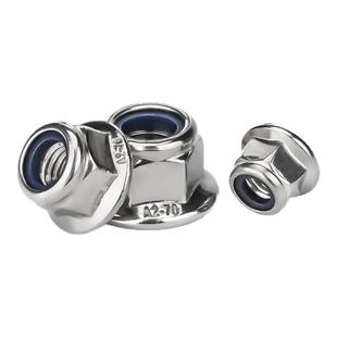 304法兰防松自锁螺母尼龙垫带垫防滑六角不锈钢螺丝帽 M3M4M5M6M8