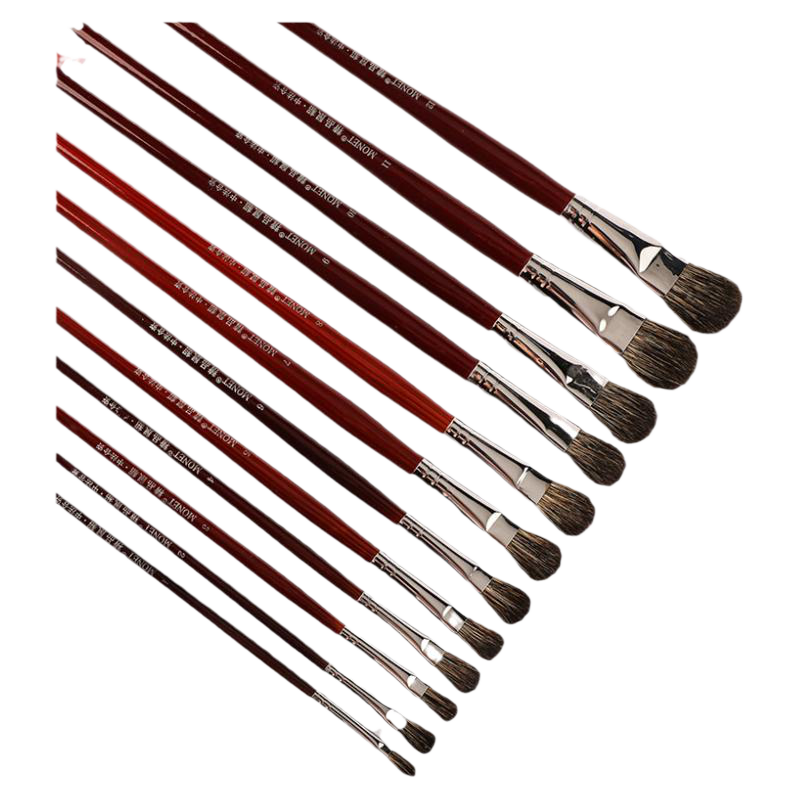 莫奈精品鼠貂毛貂毫油画笔水粉颜料画笔丙烯画笔水彩画笔花貂毛画笔油画蓬松罩染上色光油笔手绘上色绘画DIY