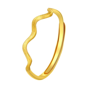 金至尊波纹黄金戒指女个性曲线活口戒 999足金指环送女友生日礼物