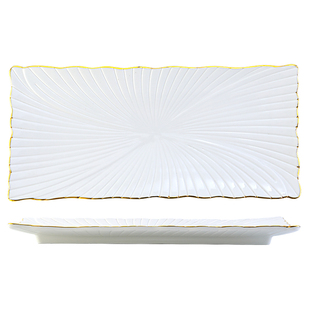 创意轻奢长方形陶瓷盘西餐甜品点心盘酒店摆盘餐具日式寿司盘长条