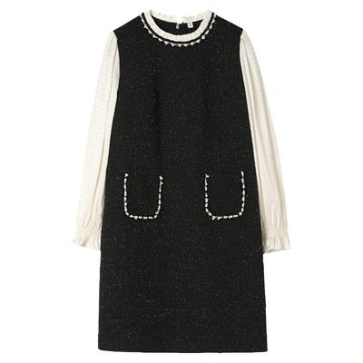 钉珠设计小香风连衣裙