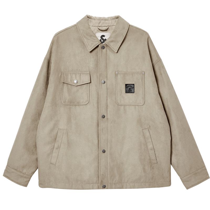 杰克琼斯男装冬季棉服宽松翻领挺阔版型工装口袋字母刺绣百搭外套